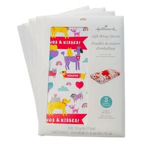 Hallmark Valentines Day 5-Pack Gift Wrap Sheets/Tags Hugs & Kisses New